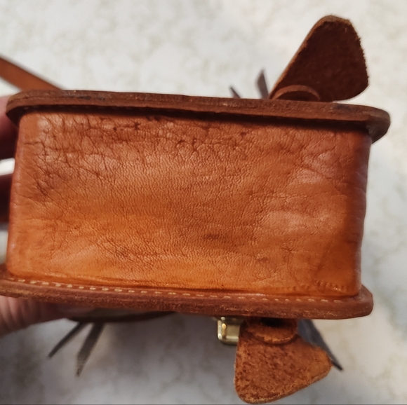 Handtooled leather and sheepskin Western mini bag - Picture 11 of 16